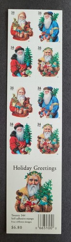 Christmas Santas Booklet of 20 USA 34c stamps - MNH SC 3537 - 3540 - Picture 1 of 2