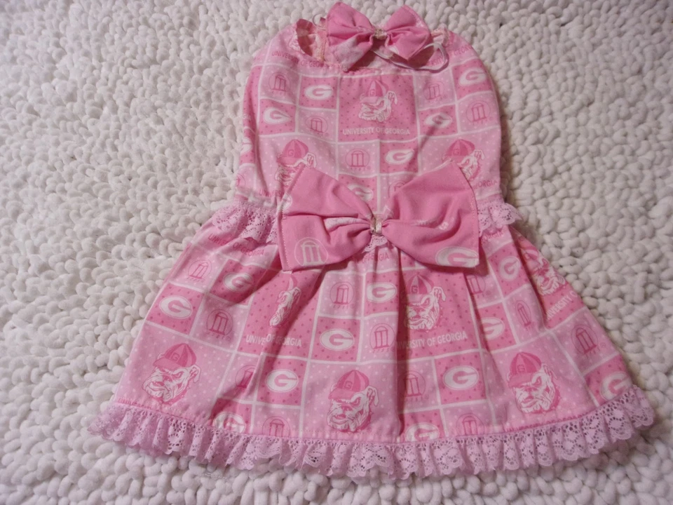  dog dress,Georgia Bulldogs,pink,Large for small breeds*(read details for size) - Image 2 of 4