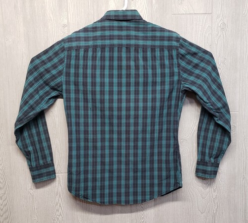 Helix Shirt Mens Medium Modern Fit Western Rodeo Button Up Plaid Green Pocket - Picture 4 of 11