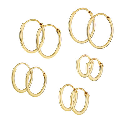 Paar Damen Kunder Creolen 333 Gelb Gold Ohrschmuck 8 Karat Ohrringe