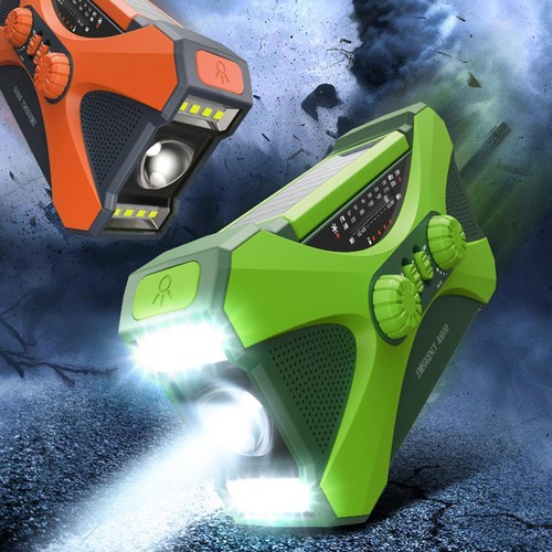 10000mAh Solar Handkurbel Handy Ladegerät Notfall Radio AM/FM LED Taschenlampe - Afbeelding 2 van 21