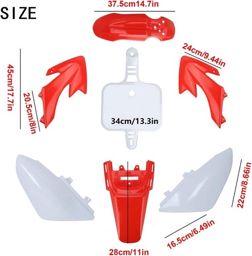 CRF50 Plastic Kit Red White XR50 Plastic Fender Kit,Crf50,compatible with HONDA - Picture 3 of 4