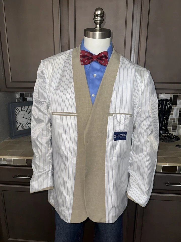 Traje Stafford Essentials para hombre talla 44R 2 botones abrigo deportivo 36 x 32 ventilación única Foto 4 de 4