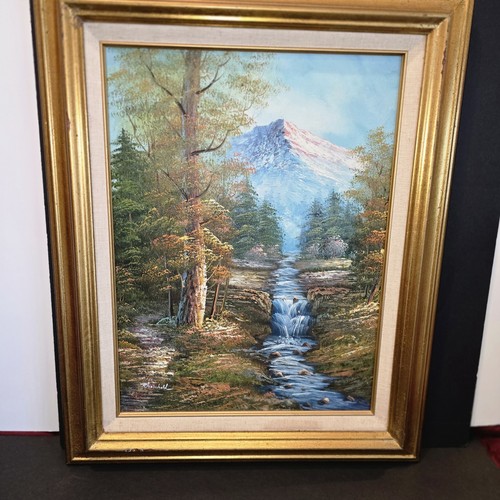 ORIGINAL ÖLGEMÄLDE BERGWASSERFALL signiert Reinhold gerahmt 21 x 17 - Bild 3 von 10