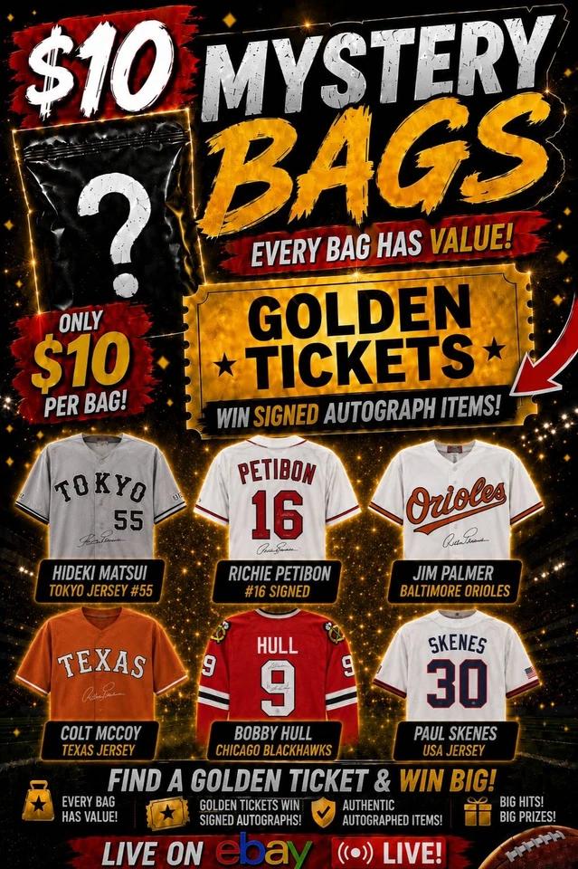 💥🎫 $10 Mystery's for GOLDEN TICKETS - Signed Memorabilia!! 🎫💥