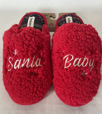 DEARFOAMS Women  s SANTA BABY Red Clog Slippers Cozy Comfort Memory Foam L 9-10 