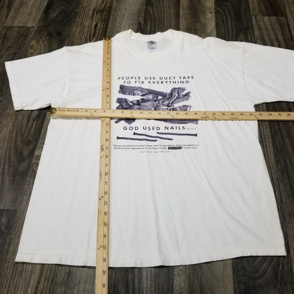 Camiseta De Colección Luz Sólida Para Hombre XL Off White Crema Jesús Cristiano Años 90 Foto 3 de 4
