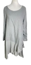 Gray Violet Italy Layered Linen Tunic Top Dress Lagenlook Gray Medium