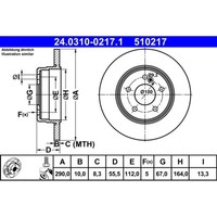 Bremsscheibe ATE 24.0310-0217.1 (2 Stk.) FüR Mercedes-Benz C