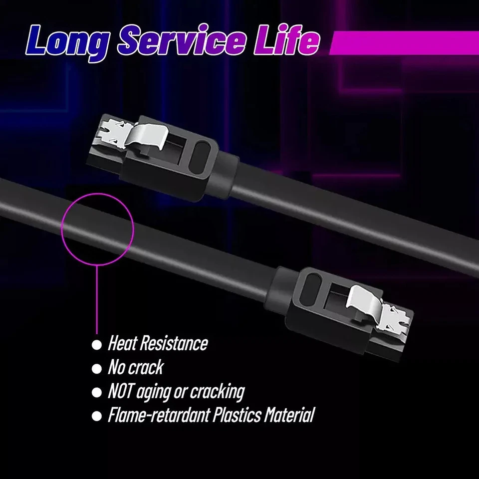 SATA Cable III 6Gbps Straight HDD SDD Data Cable with Locking Latch 15 in 6Pack - Image 4 of 4