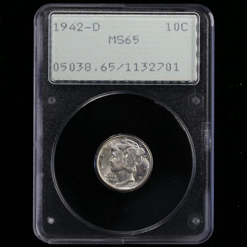 1942-D Mercury Dime PCGS Graded MS65 Rattler OGH Holder Gem 10 Cent Uncirculated