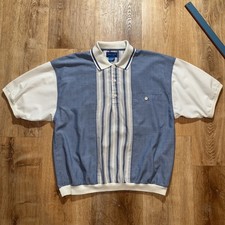 VTG 60s Towncraft 3 Button Polo Blue ColorBlock Men  s Md 50s Cool Jazz Brimmed
