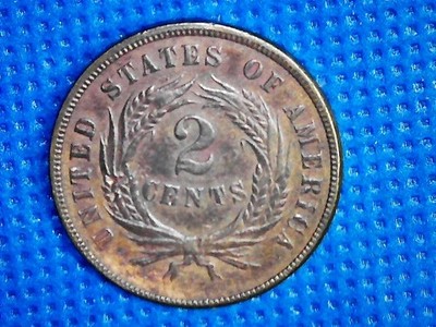 1865  Two Cent Piece 2c Plain 5 Nice XF Type Coin #7 ((Hard to Find))
