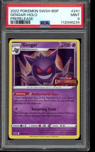 PSA 9 Gengar Prerelease SWSH241 Lost Origin Stamped