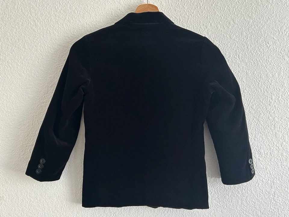 KENNETH COLE REACTION BOYS Size 6 Black VELOUR Formal Blazer NOTCHED COLLAR - Image 2 of 4