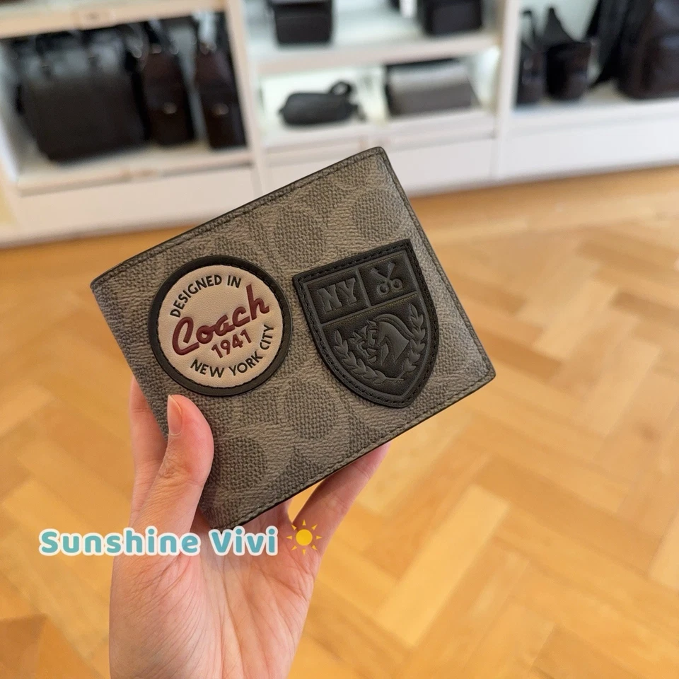 NWT Coach Men's 3-In-1 WalletIn Signature Canvas With Patches CCG27 Grey Multi - Image 2 of 4