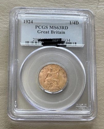 1924 Great Britain KGV Farthing 1/4D NGC MS64RD