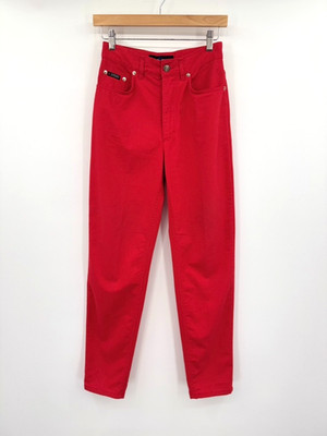 Escada Sport Italy Red Cotton Pants Size 36 US 6 High Rise Straight Leg Designer