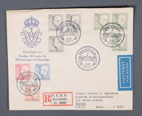 MayfairStamps Sweden FDC 1951 King Carl Gustav Combo Charity First Day Cover aax