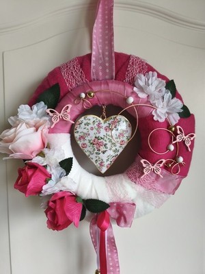 Türkranz Frühlingskranz Pink Rosa Herz Hochzeit Muttertag Sommer Kranz  Landhaus