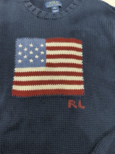 Polo Ralph Lauren Stars and Stripes Knit Sweater Boys XL Mens XS Equivalent