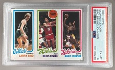 Larry Bird Julius Erving Magic Johnson 1980 Topps RC Rookie PSA 6