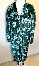 Vtg Simply Women's 2X Robe/Housecoat Floral Snap Buttons Plush Pockets Greeen