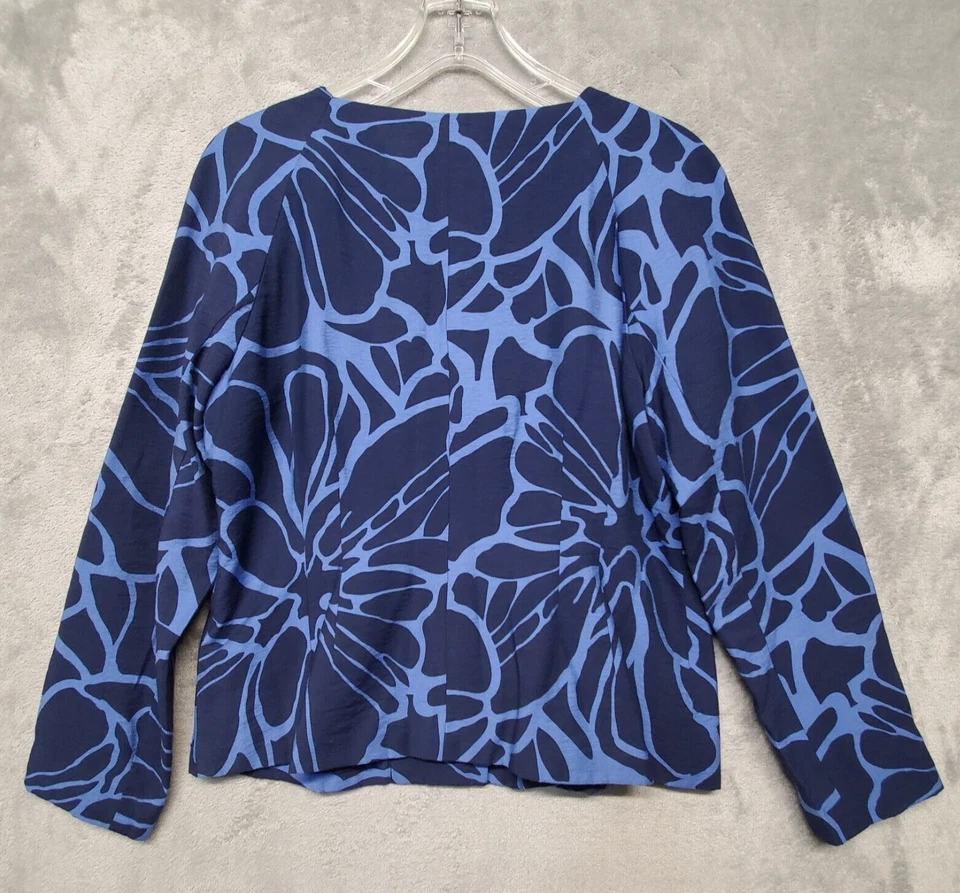 Conjunto de 2 piezas de falda lisa chaqueta floral azul para mujer Chadwicks Foto 3 de 4