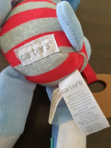 Carters Blue Dog Plush Baby Toy Teether Sports Baseball Football Rattle Clip red - Picture 5 of 5