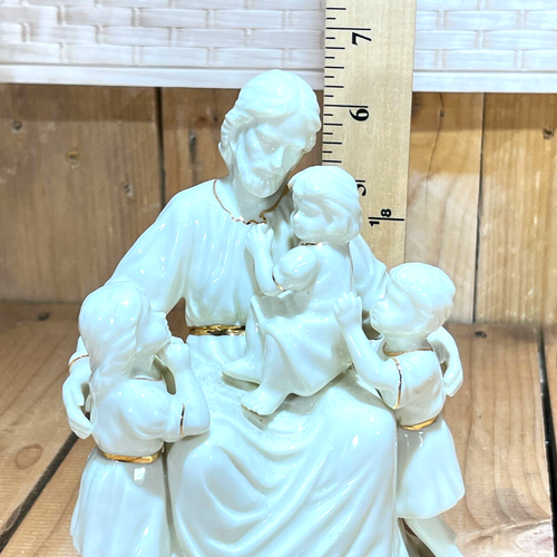 Vintage Lefton Jesus Loves The Children Ceramic Figurine Music Box Free Shipping - Picture 6 of 6