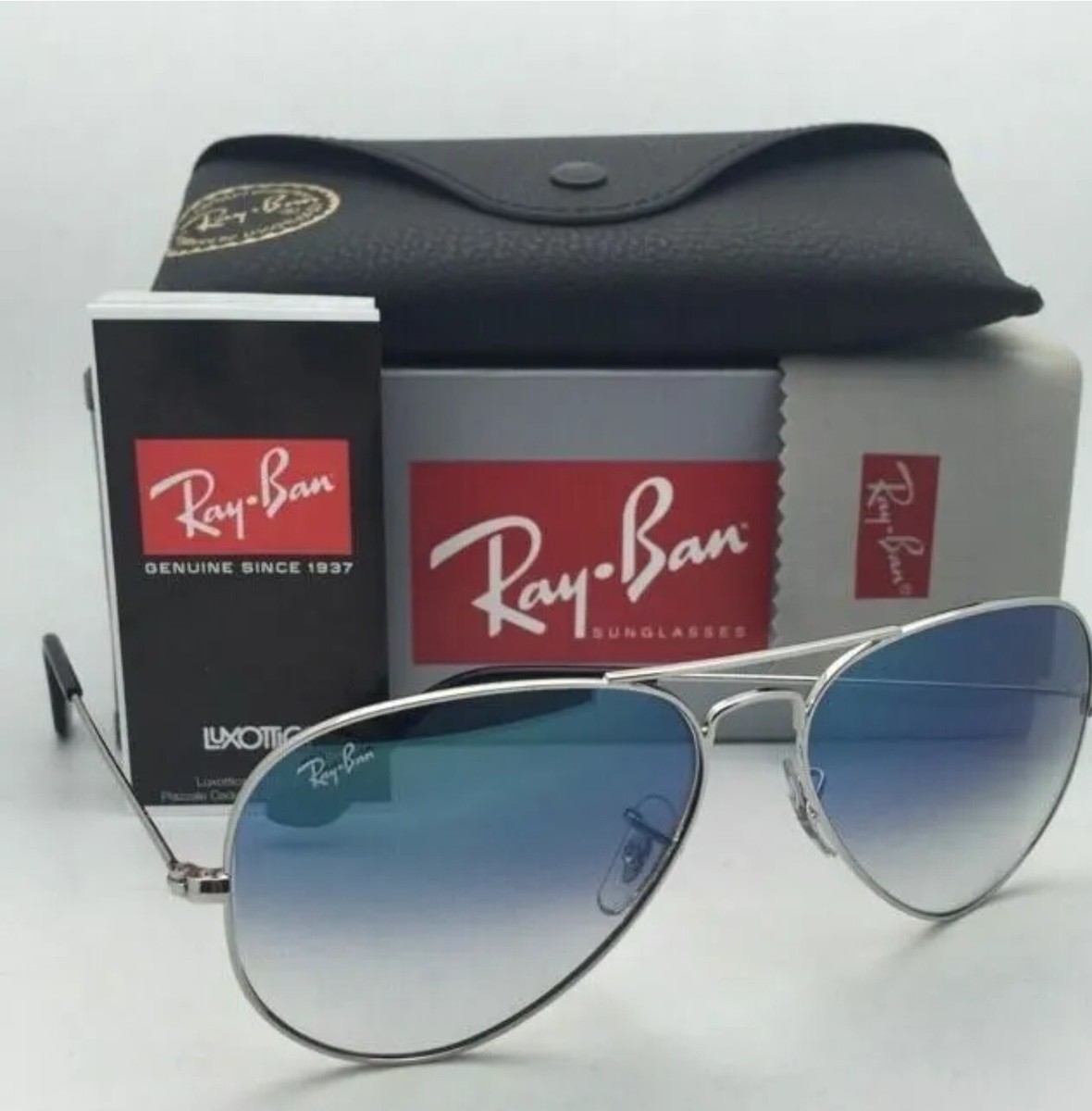 Ray‎ Ban Aviator Large Metal Sunglasses Silver Frame Blue Mirror Lens Ray-Ban AVIATOR MAX XL (58 - 16) with Blue lenses and Silver  main image 2