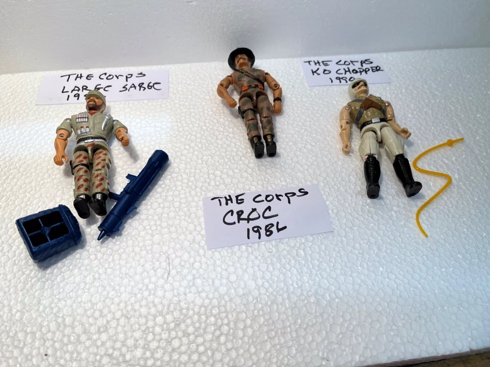 Vintage 1986/1990 Lanard Corps Croc, Sarge, Chopper Action Figures W/Some Weapon - Image 2 of 4
