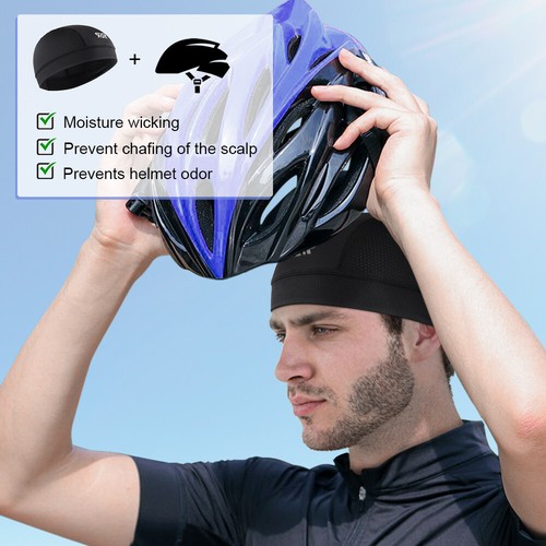 2pcs Moisture Wicking Motorcycle Liner Skull Cap Cycling Beanie Hat Sweat Cap - Picture 2 of 19