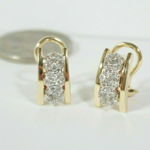 2 Ct Round Cut Simulated Diamond Omega Back Hoop Earrings 14k Yellow Gold Plated - Picture 1 of 4