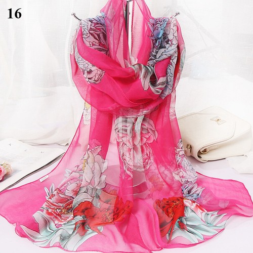 Damen langer Blumenmuster Seidenmischung Pashmina Schal Halstuch Schal Sonnencreme Schals Geschenk - Bild 30 von 58