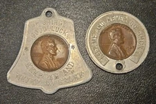 LOT 2 WASHINGTON DC SOUVENIR ENCASED LINCOLN WHEAT CENT COIN GOOD LUCK TOKEN