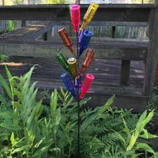 Soporte para botellas de vino de vidrio colorido alto 12 estaca de jardín de árbol - ¡BOTELLAS INCLUIDAS!