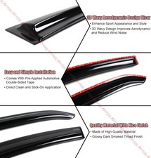 Ikon Motorsports In-Channel Window Visors For 2018-2024 Toyota Camry Sun Rain Wind Guard Vent Shade Deflectors Acrylic Smoke Tinted 4pcs
