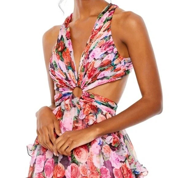 【Mac Duggal】Cut Out Asymmetrical Ruffled Gown 関税送料込 Mac Duggal ONE SLEEVE CUT OUT ASYMMETRICAL RUFFLED GOWN NEW