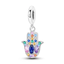 MULA Colorful Palm Pendant Charm AAA CZ Fit Women Bracelet 925 Sterling Silver