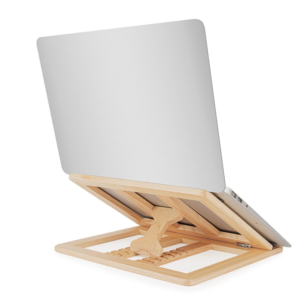Wooden Laptop Stand, Foldable Wood Laptop Riser Adjustable