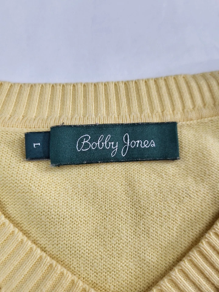 Chaleco Bobby Jones Players Para Hombre Talla Grande L Algodón Pima Peruano Amarillo Golf Foto 4 de 4