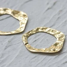 8 Pieces Raw Brass Hammered Textured Irregular Charm - 30.7x29.8mm (CW-4033C)