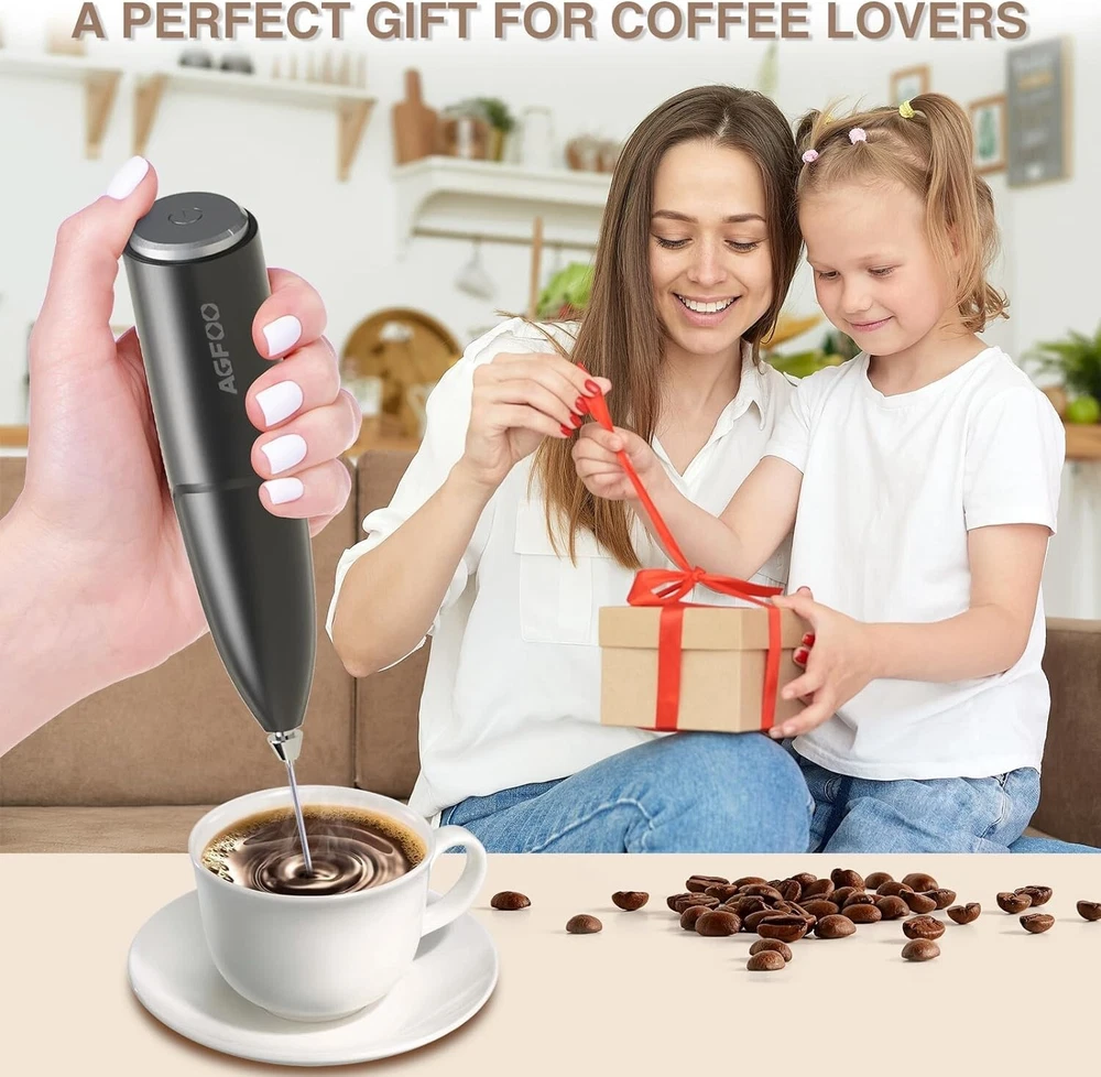 Milk Frother Handheld for Coffee - Electric Hand Blender, Mini Drink Mixer Wh...