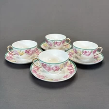 Antique D & Co Limoges Bernardaud Cups and Saucers Set of 4 Higgins Seiter