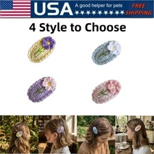 Lovely Handmade Knit Flower Hair Clip Simple Daily Hair Styling Accessory