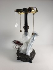 Vintage 21" Lily Pad Lamp Base NOS Double Light Stained Glass Bronze Finish