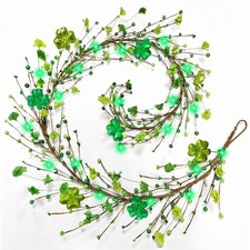 Timer - Lighted Shamrocks Garland St. Patrick's Day Decorations, 6 Ft St. Patric