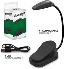 ENERGIZER Rechargeable LED Book Lamp 6 Modes Dimmable Built In Clip Compact