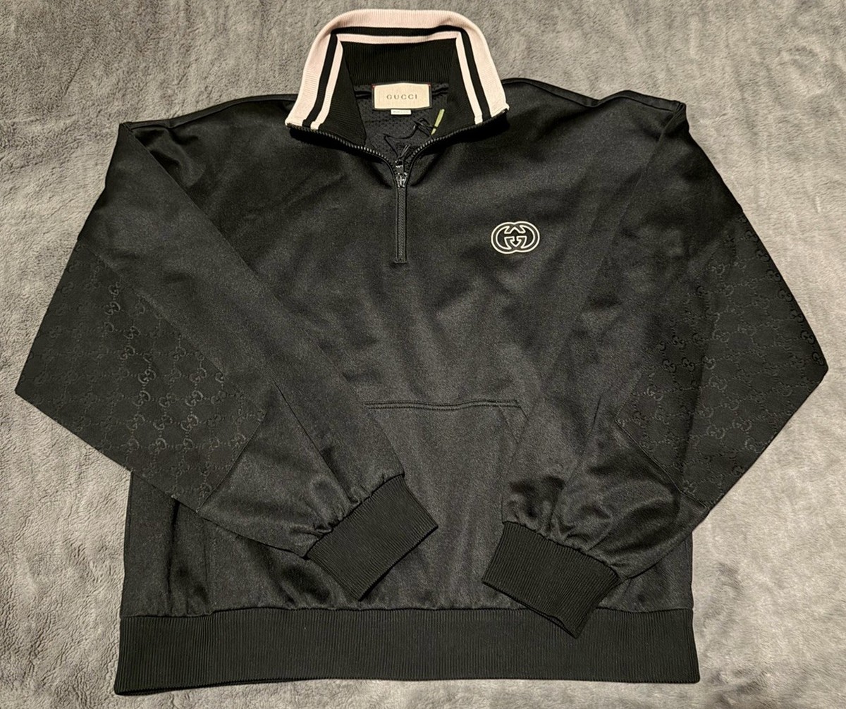 Gucci Technical Jersey Half Zip Black Jacket Men's Size L